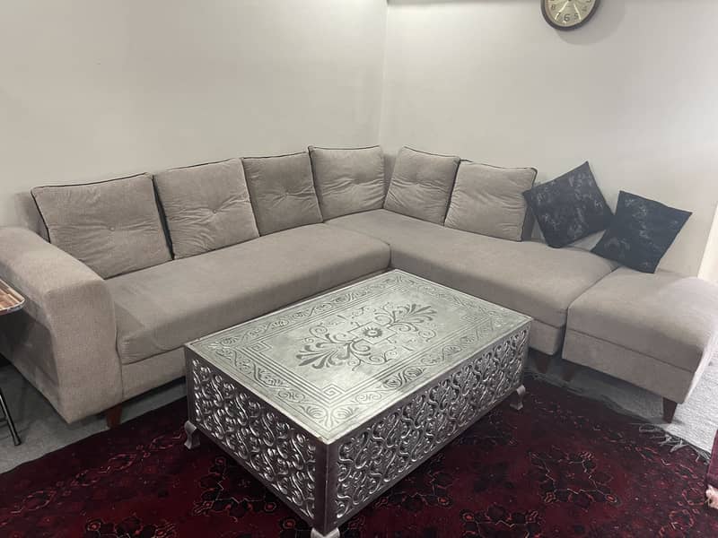 Used L shape sofa with table 2