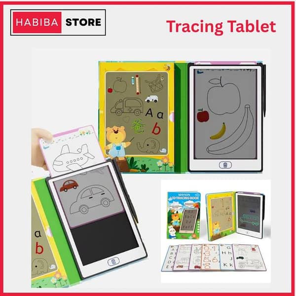 New 8.5" Writing Tablet for Kids - Drawing LCD Panel with 6 Tracing Cards - LED Sketching Pad Habiba Store (Lahore)