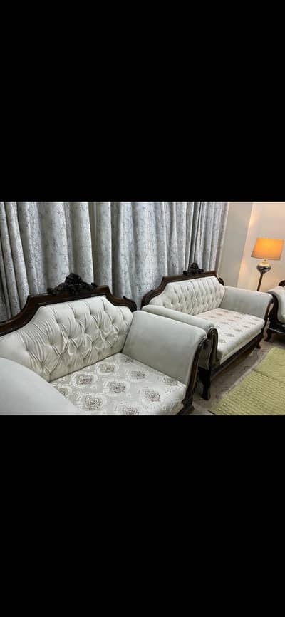 Premium Kalamkar Sheesham Wood Sofa Set for Sale