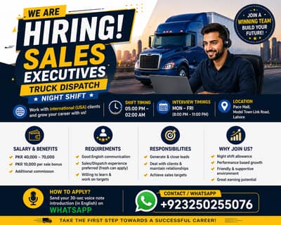 Sales Agent | Call Center Agents | Truck Dispatch Jobs | Urgent Hiring