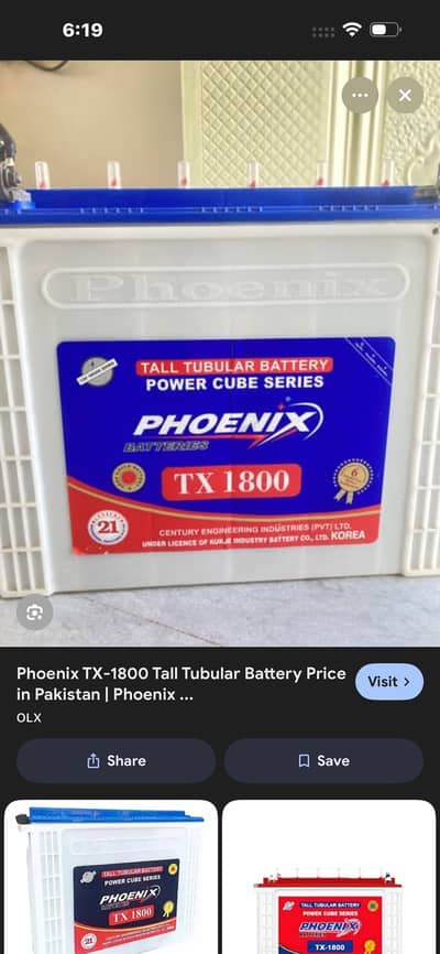 Used battery and tubuler