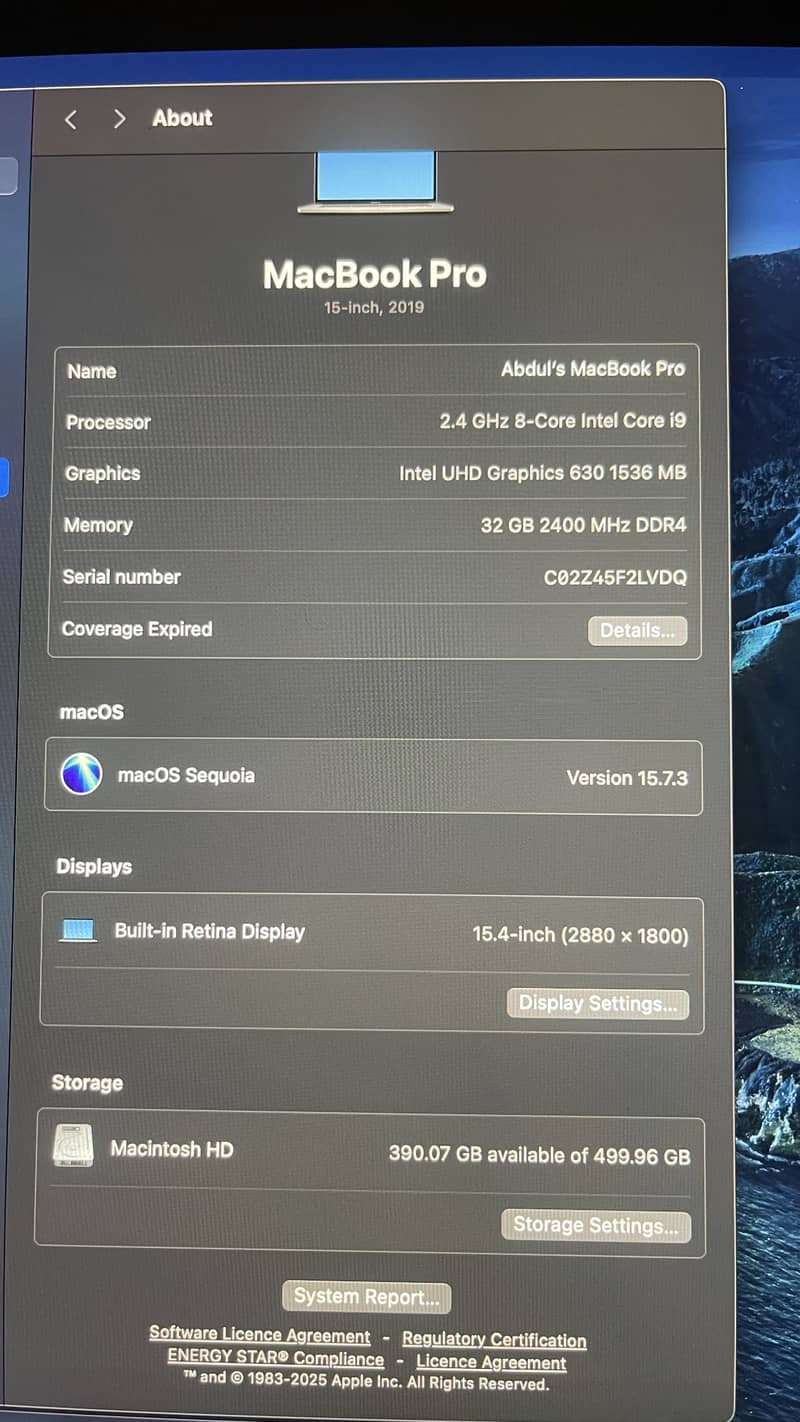 Macbook Pro Core i9 6
