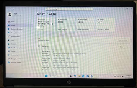 HP laptopmodel15s Intel core i3 11thGen processor,4GB RAM, 1TB hard dr