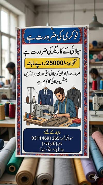 Salai ke Karigar ki zarurat hai