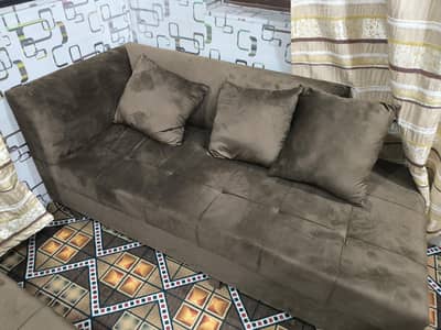 new l shape sofa set with dewan, 2 chairs & table