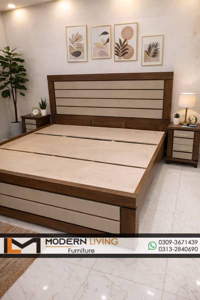 King Bed With 2 Storage Side Tables Best Quality In Your Choice