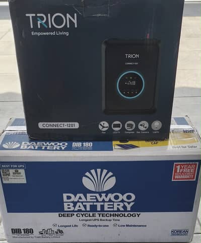 Trion 1000W UPS + Daewoo 180 Battery: Complete Backup, Like New