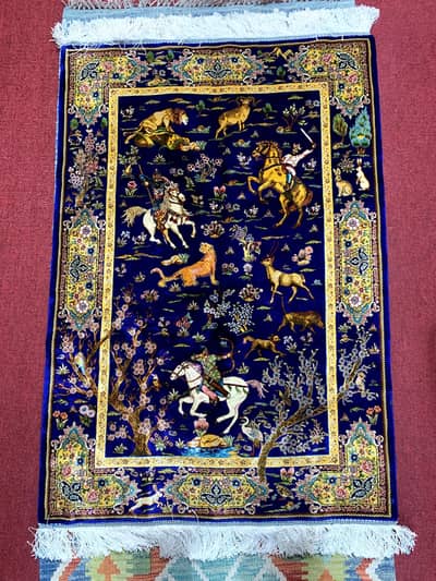 silk Rugs | Persian Silk Rug  | Persian Shikargah Silk carpets |Qaleen