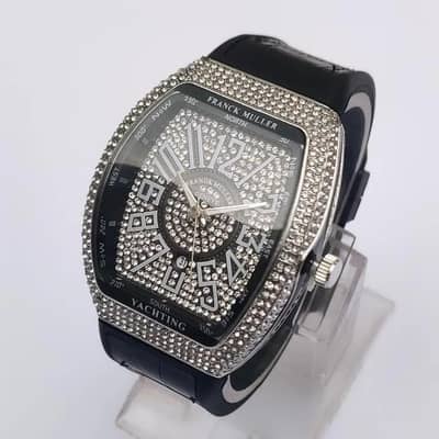 men diamond watch with leather strap brand  Franck Muller