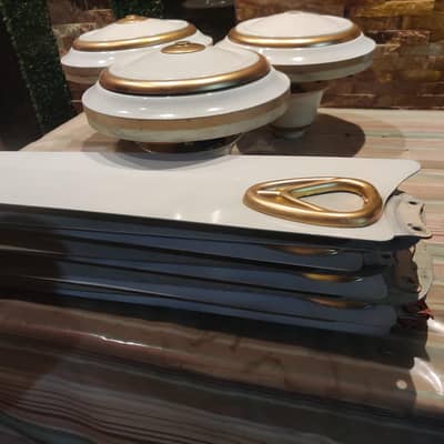 3 Ceiling Fans For Sale! Royal Golden & White .