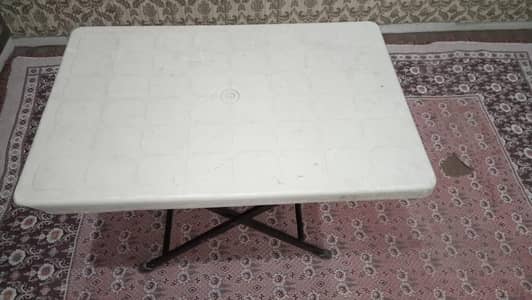 Used Folding Table White Top with Black Metal Legs/Frame, Portable