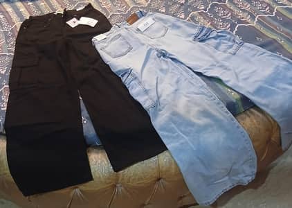 zara original wide leg + cargo jeans size 28