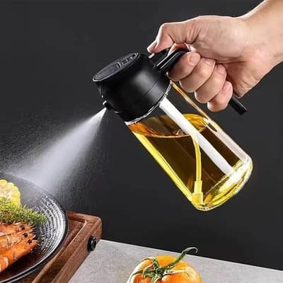 Big Oil Cooking Spray Bottle Adjustable 500ml Leak-Proof Glass Contain