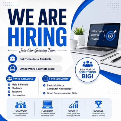 Hiring males and females on urgent bases.