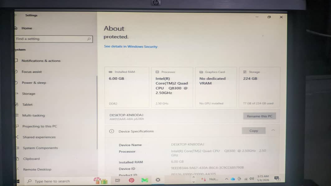 HP computer 8