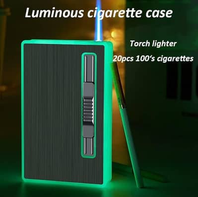 2 in 1 Slim Cigarette Case with Jet Flame Lighter