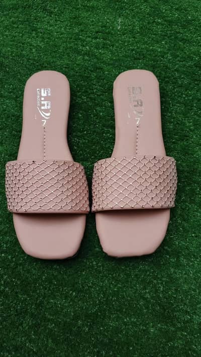 women synthetic leather Rhinestone flate pink size 6_10