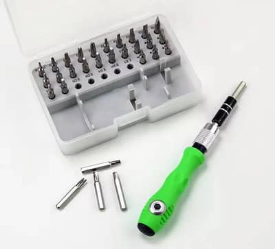 32 in 1 precision screwdriver set with green handle