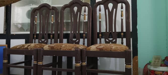 6 Seater Sheesham Dining Table Set - Glass Top - Multan