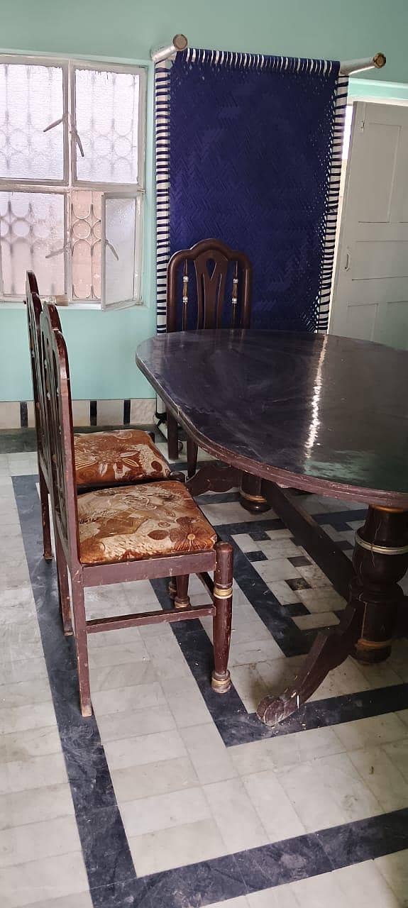 6 Seater Sheesham Dining Table Set - Glass Top - Multan - Dining Tables ...