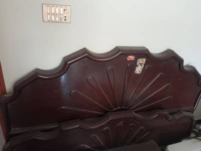Wooden Bed for Sale with 2 sidetables – Strong & Stylish Condition