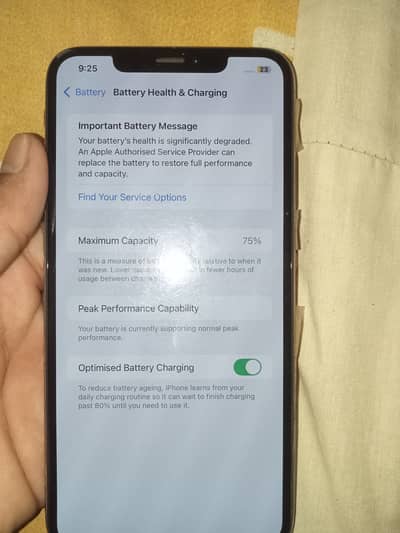 Xsmax256 jb jv 75 battery health just minor back crack water pack