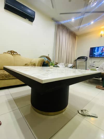 Luxury Marble Style Center Table – Premium Modern Design(brass coated)