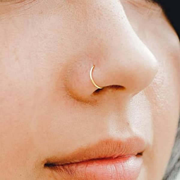 10 Pcs Nose Ring Set for Women & Girls – Golden, Silver & Multicolor 8mm Nose Hoops | Punk Septum Ring, Lip Piercing & Trendy Nose Jewelry