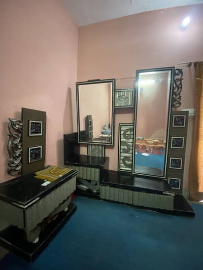 King size bed without mattress,Two side Tables And Dressing Table