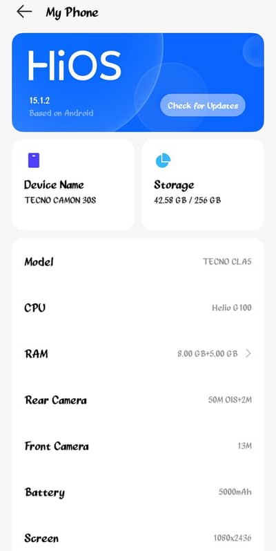 Techno Camon 30$ PTA Approv 8GB+5Gb/256 Complete Box 10/10