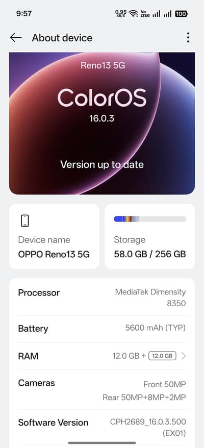 OPPO RENO 13 5G JUST BOX OPEN. 12/256