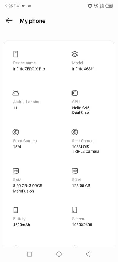 infinix zero x pro 8 128