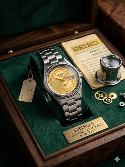 Original Vintage Seiko 5 Automatic - 17 Jewels (Golden Dial)