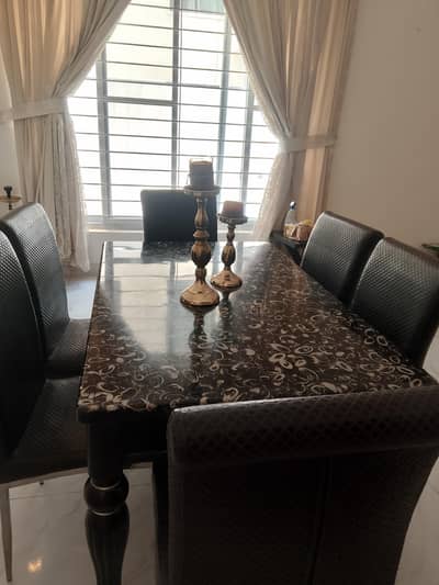 Dining Table Marble with 6 chairs