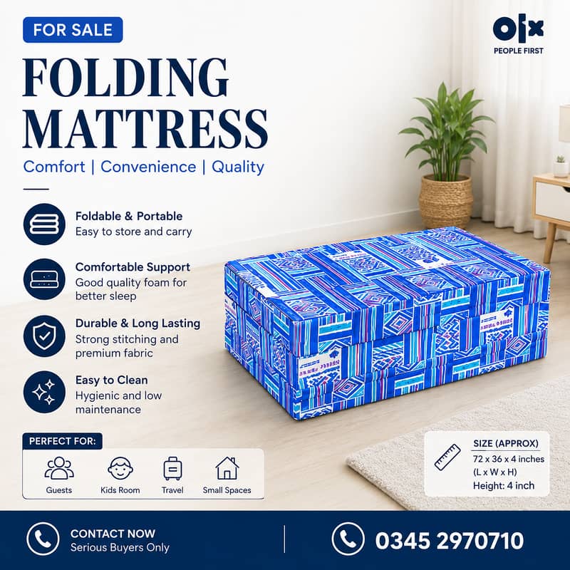 Premium Quality Folding Mattress - Space Saving & Super Comfortable 0