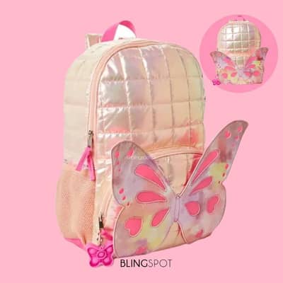 Butterfly Quilted Backpack For kids Pink