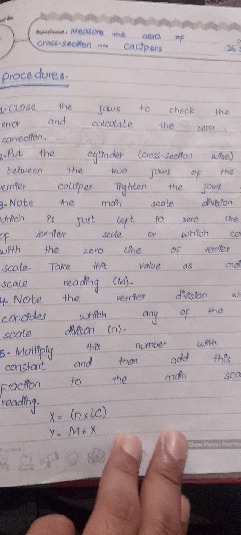 physics hand written practical notebook class 9/10 2