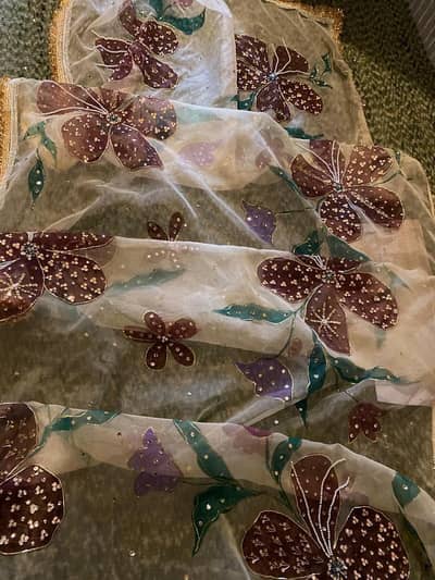 HAND PAINTED ORGANZA DUPATTA