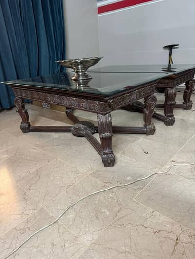 2 solid center tables in mint condition