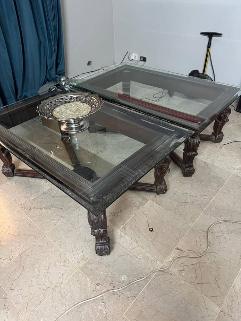 2 solid center tables in mint condition 1
