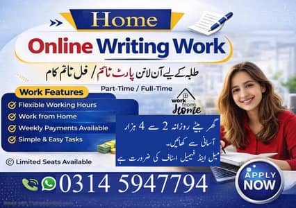 Assignments Work / Online job/ part time/ home job/Typing/ Data entry