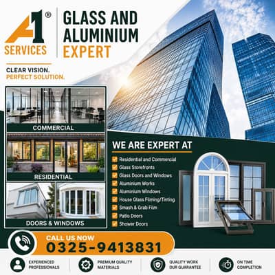 Aluminium Glass work, windows, Doors sliding , Stainless Railling