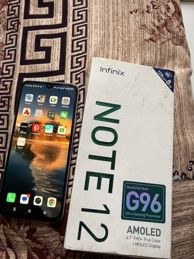 Infinix note 12 G96 8+128gb complete box original charger