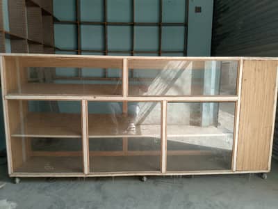 Wood & glass shop counter in good condition