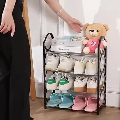 4 layers space saving and dustproof show rack