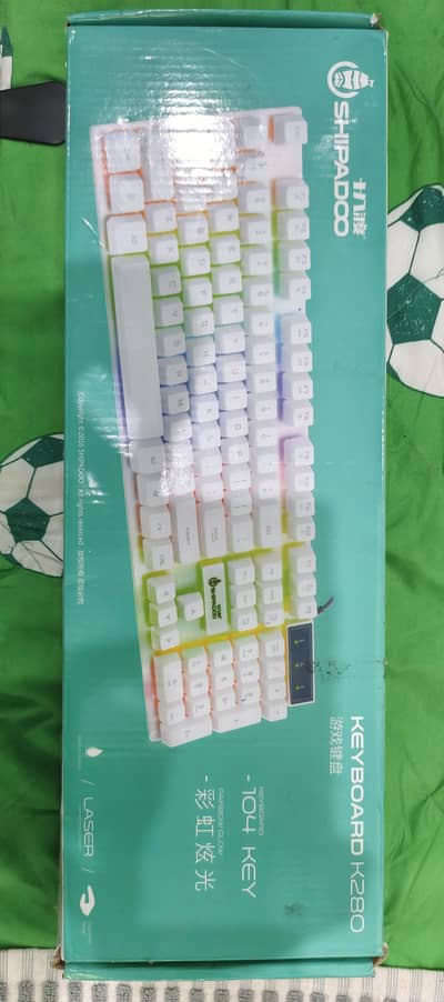 SHIPADOO K280 White RGB Gaming Keyboard – Rainbow LED Backlit
