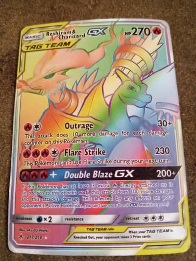 Original Pokémon Reshiram & Charizard GX 217/214 Secret Rare