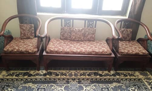 Used 5-Seater Wooden Sofa Set (3+1+1) for Sale