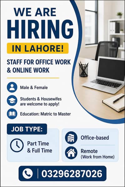 we are hiring in Lahore