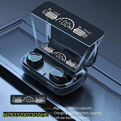 Wireless Bluetooth Earbuds with Charging Case, Black, Durable, Stylish